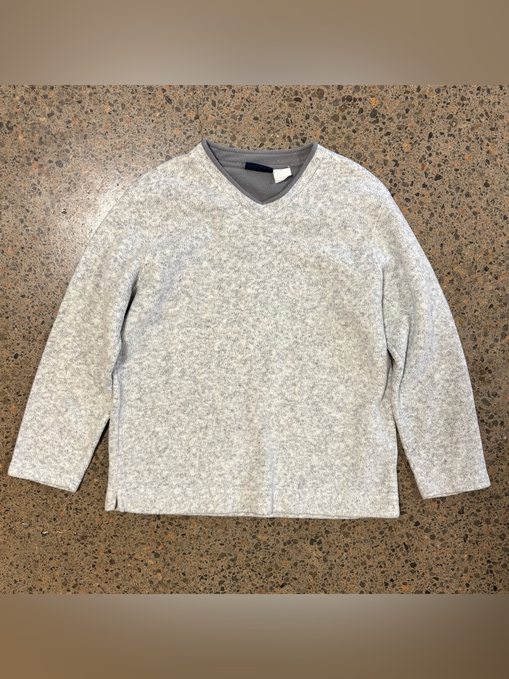 Catalina Fleece V Neck Sweater (Large) Fluffy, Soft, Gray, Grey
